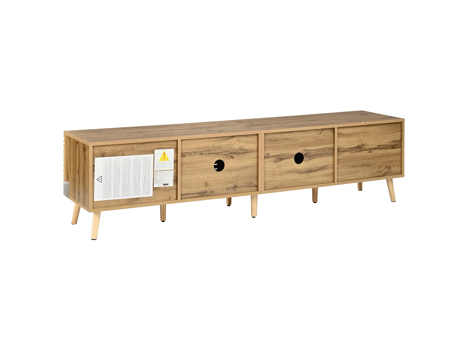 Tv-meubel met 4 deuren voor 75-inch tv's - Houtkleur 180 x 40 x 46 cm