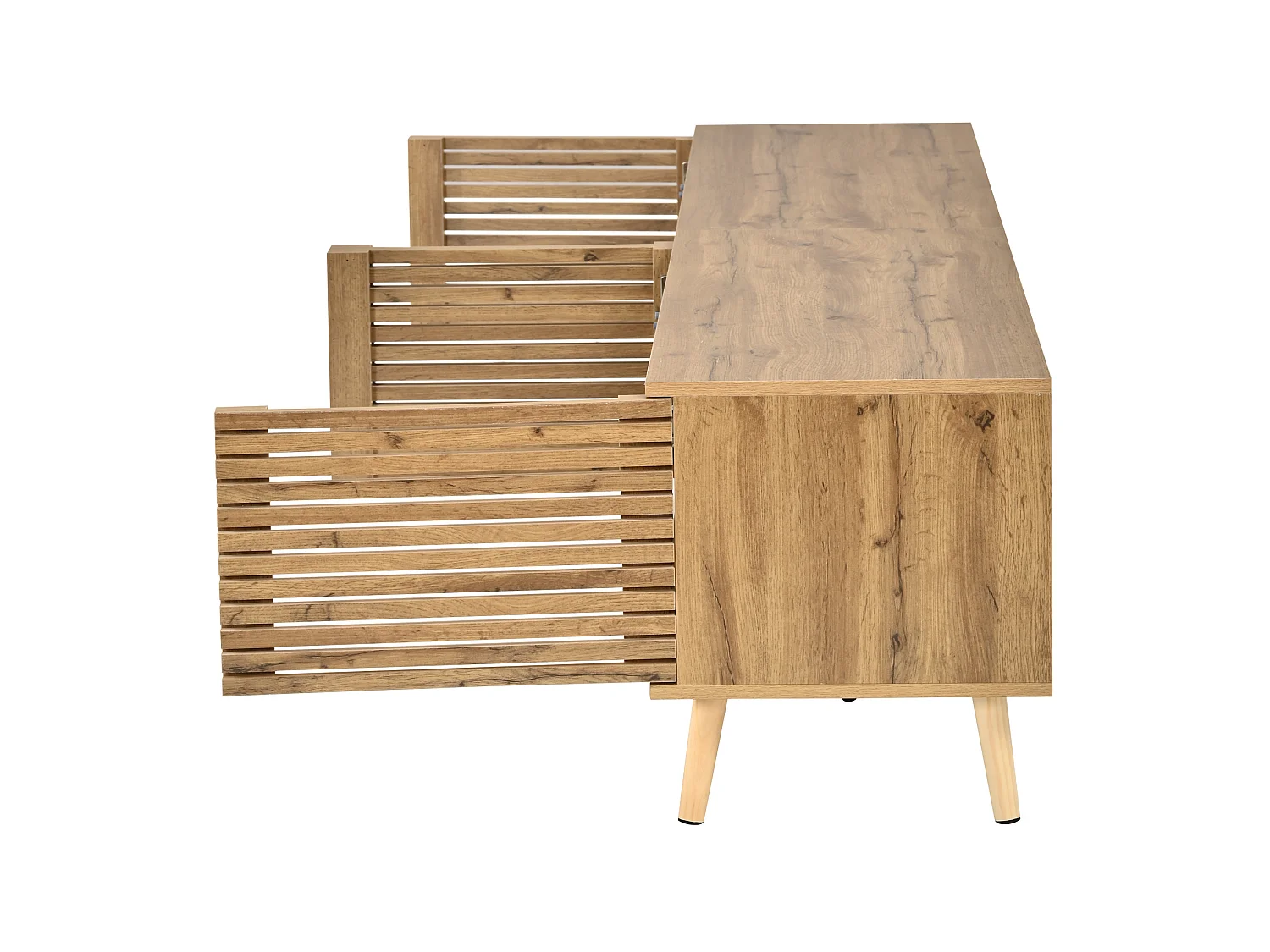 Tv-meubel met 4 deuren voor 75-inch tv's - Houtkleur 180 x 40 x 46 cm