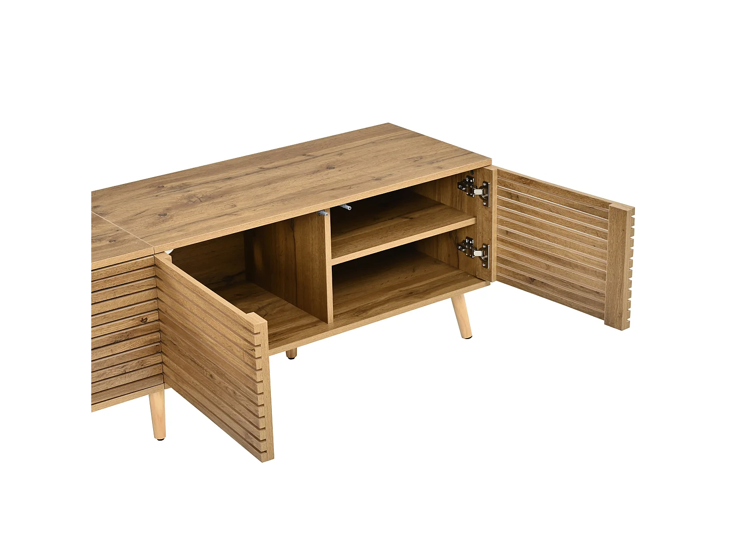 Tv-meubel met 4 deuren voor 75-inch tv's - Houtkleur 180 x 40 x 46 cm