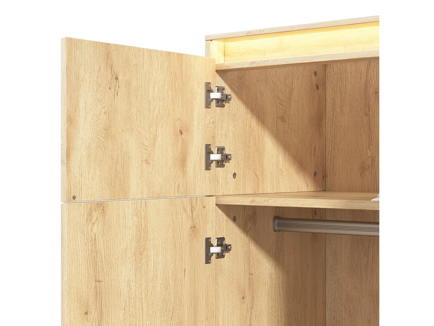 Armoire avec 2 portes, miroir et 4 tiroirs - Couleur bois 90 x 47 x 200 cm
