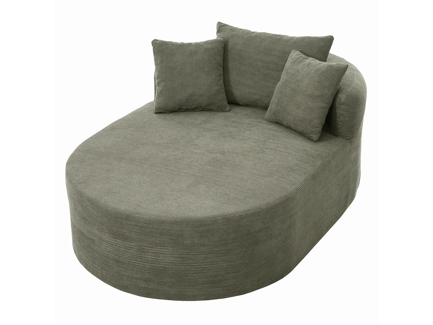 Méridienne compressé ovale 170x112.5 cm en velours côtelé - Vert