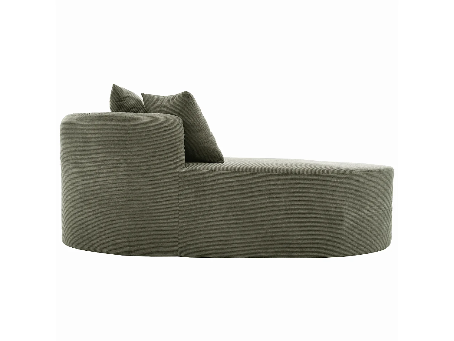 Méridienne compressé ovale 170x112.5 cm en velours côtelé - Vert