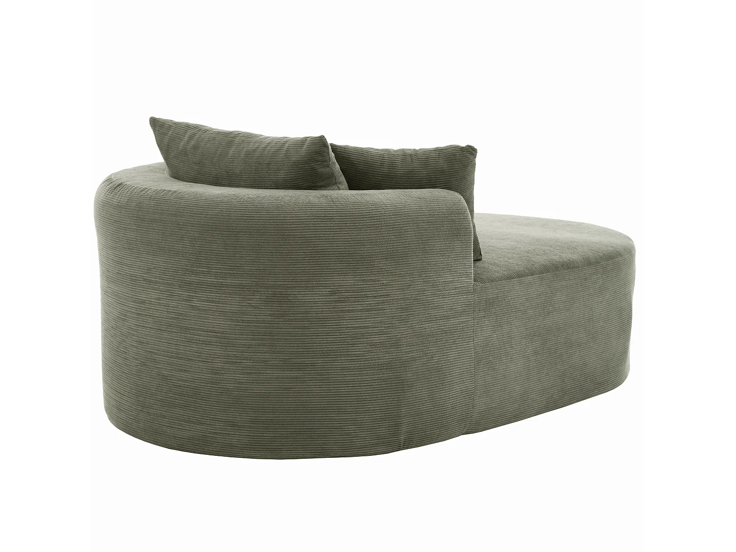 Méridienne compressé ovale 170x112.5 cm en velours côtelé - Vert