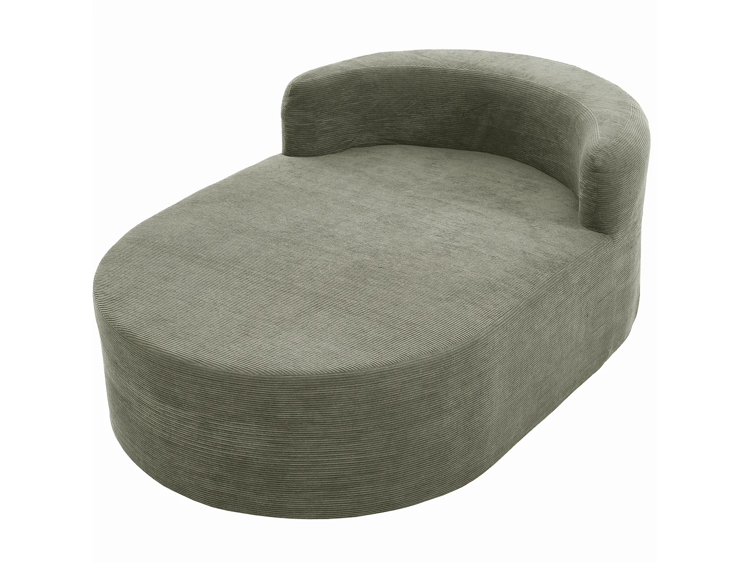 Méridienne compressé ovale 170x112.5 cm en velours côtelé - Vert