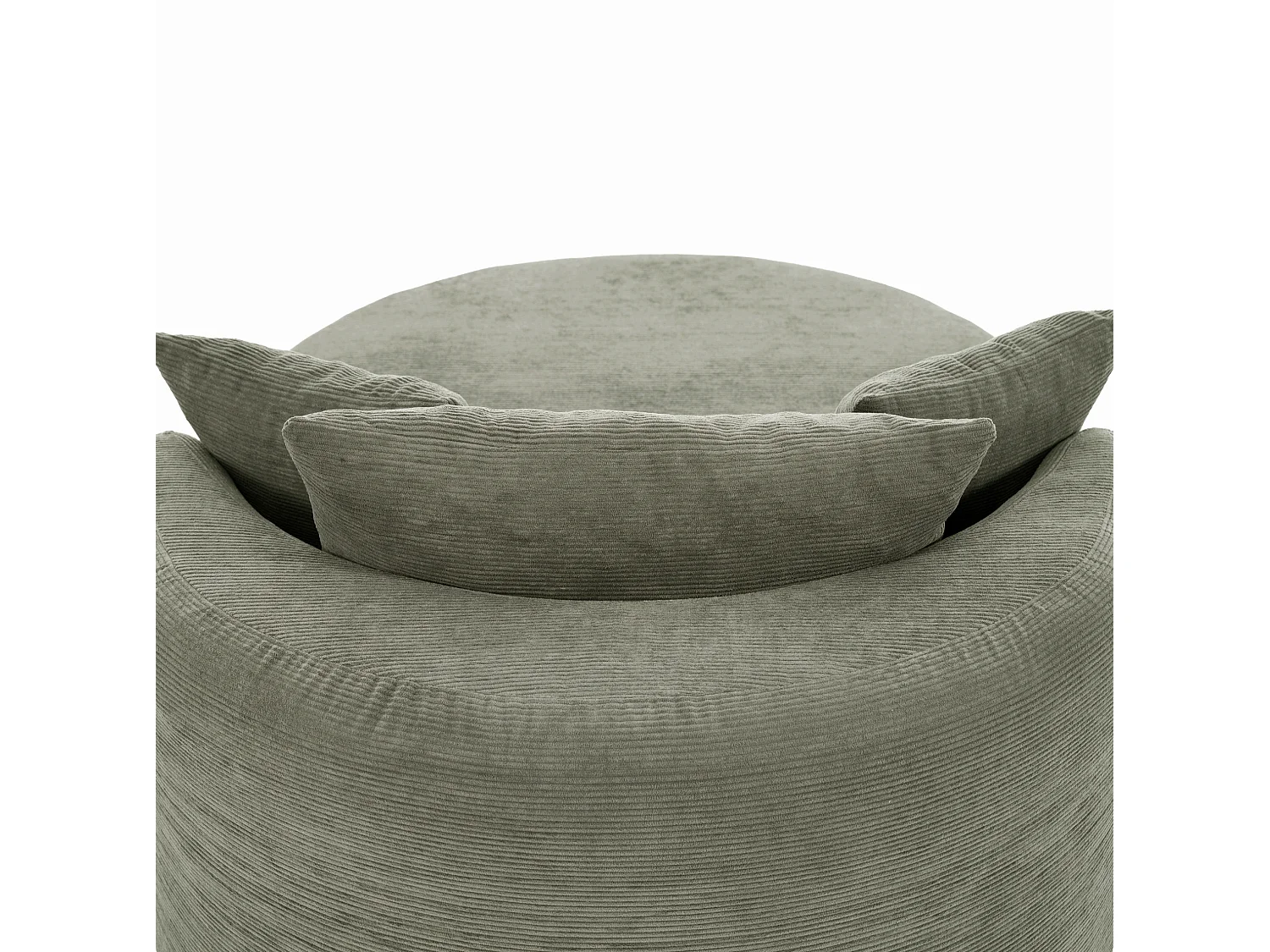 Méridienne compressé ovale 170x112.5 cm en velours côtelé - Vert