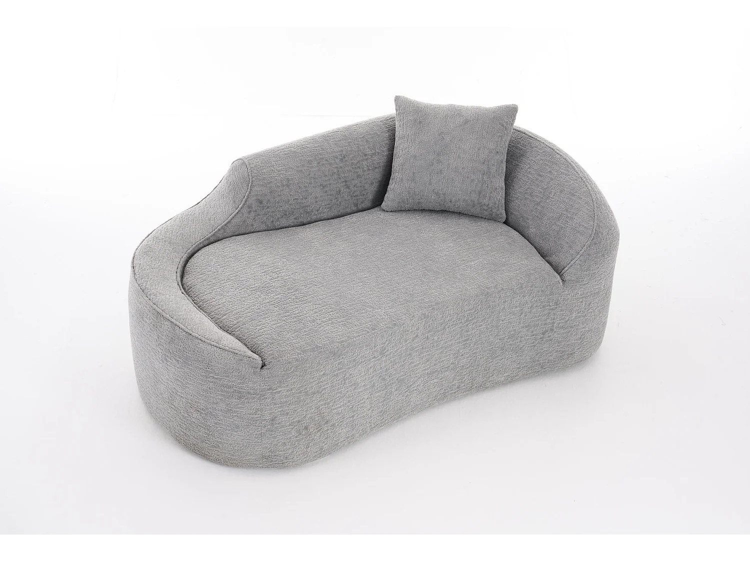 Méridienne arquée en chenille avec coussin – ​​Gris