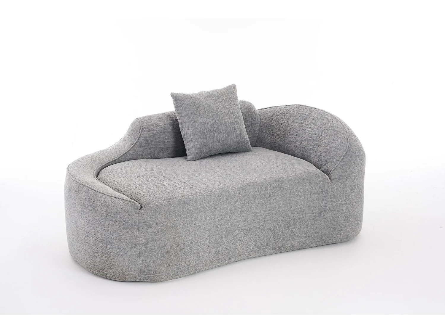 Méridienne arquée en chenille avec coussin – ​​Gris