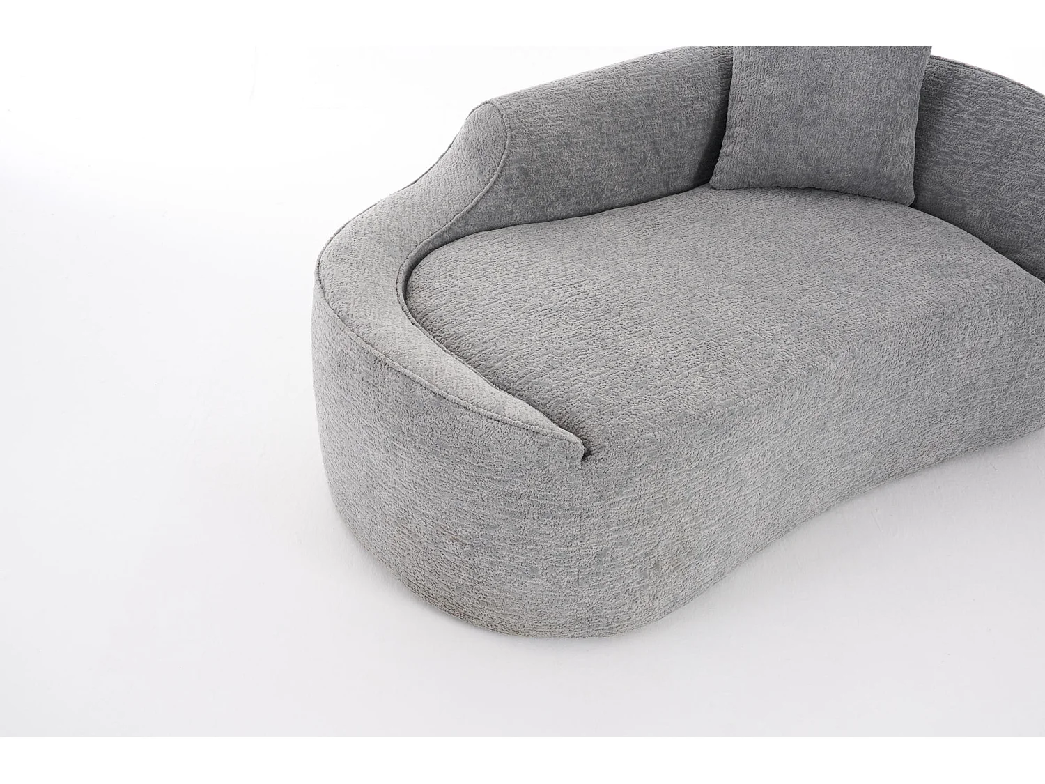 Méridienne arquée en chenille avec coussin – ​​Gris