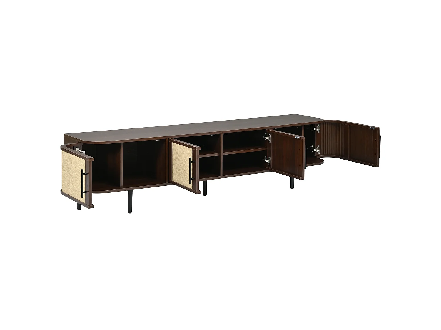 Meuble TV avec 4 portes - Marron 180 × 40 × 45 cm