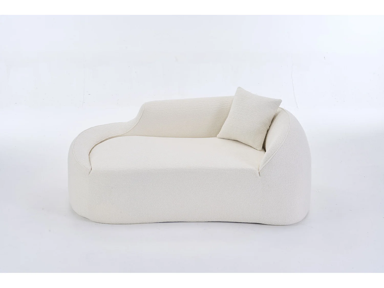 Méridienne arquée en chenille avec coussin – ​​Couleur crème