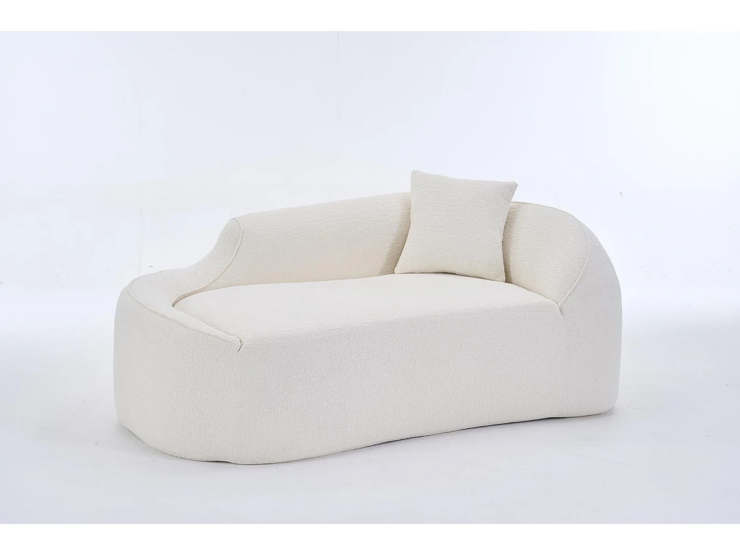 Méridienne arquée en chenille avec coussin – ​​Couleur crème