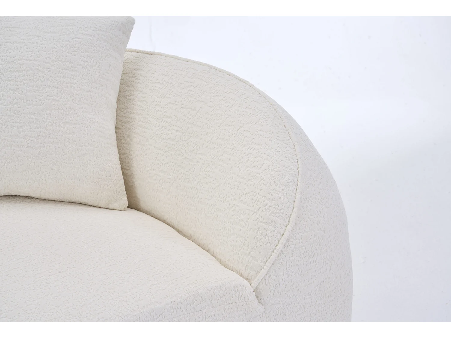 Méridienne arquée en chenille avec coussin – ​​Couleur crème