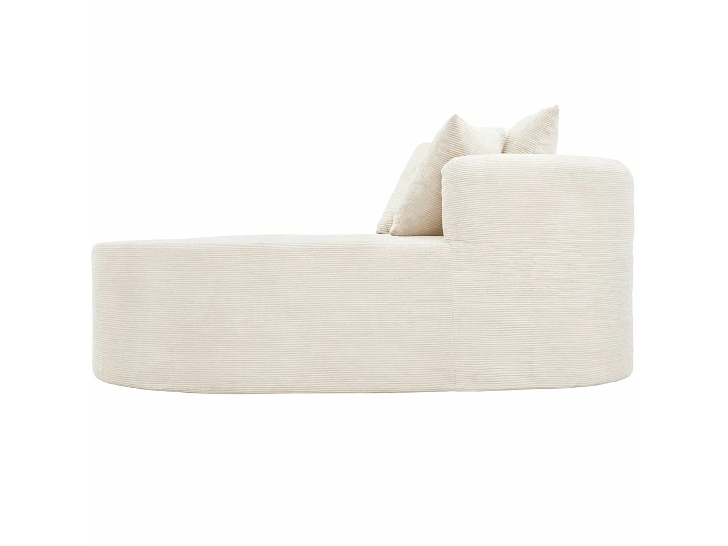 Méridienne compressé ovale 170x112.5 cm en velours côtelé - Beige clair