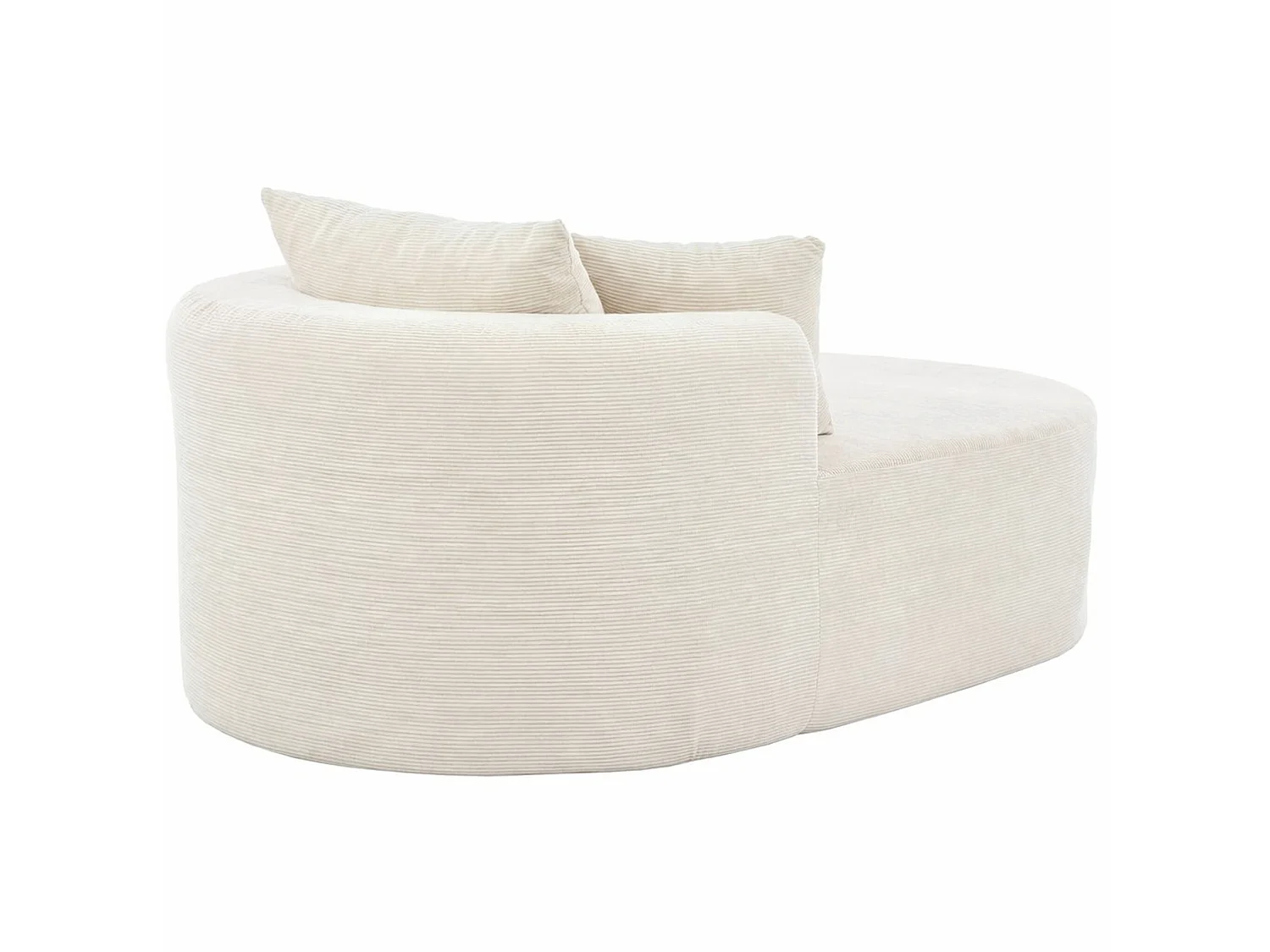 Méridienne compressé ovale 170x112.5 cm en velours côtelé - Beige clair