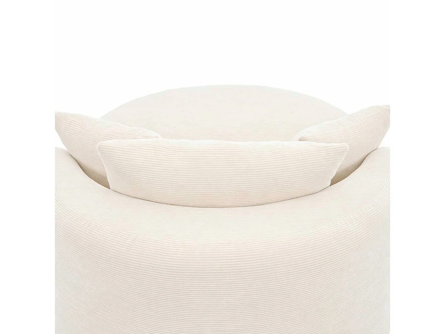 Méridienne compressé ovale 170x112.5 cm en velours côtelé - Beige clair