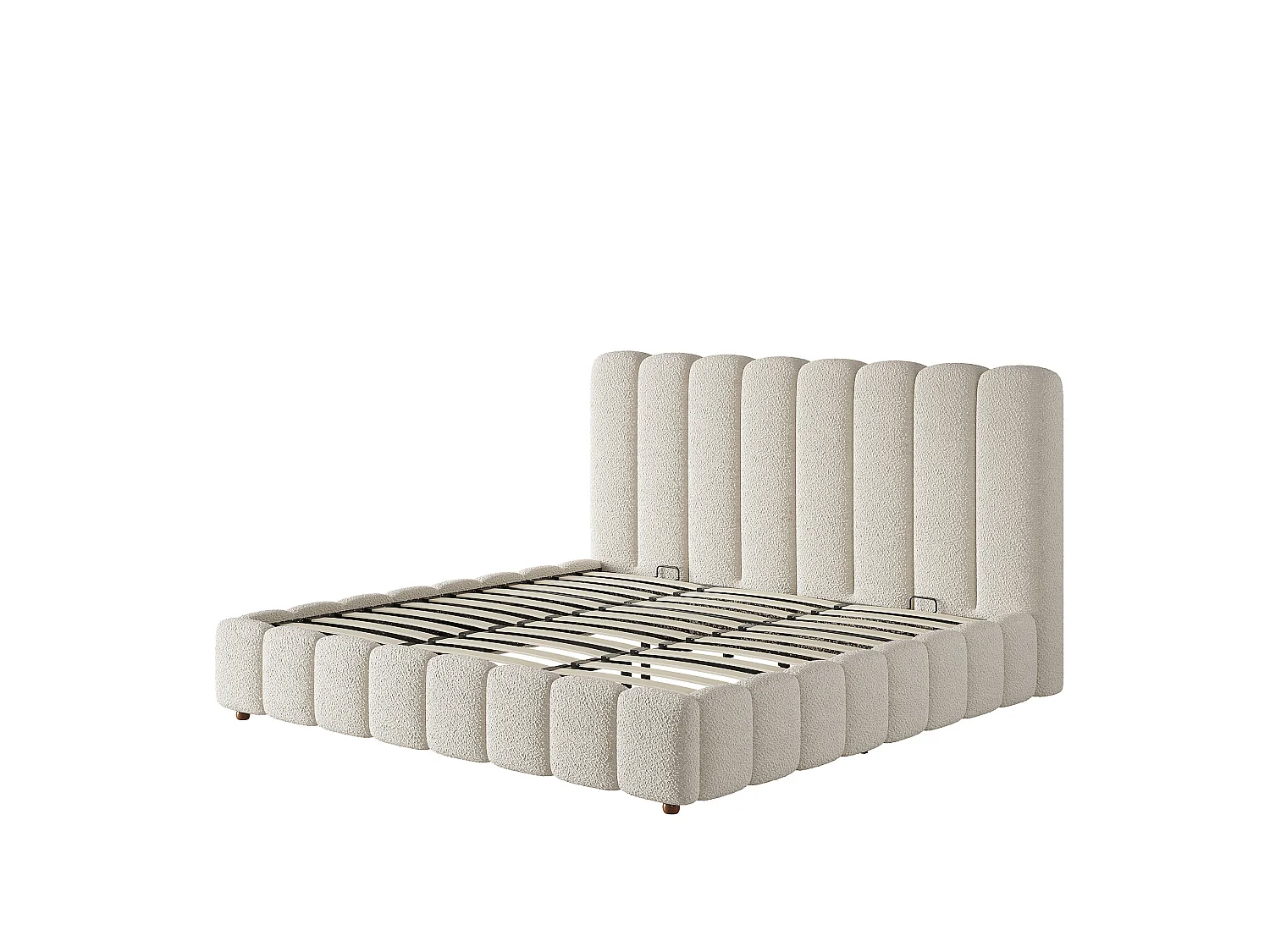 Lit coffre double adulte 180 x 200 cm en tissu bouclé - Blanc