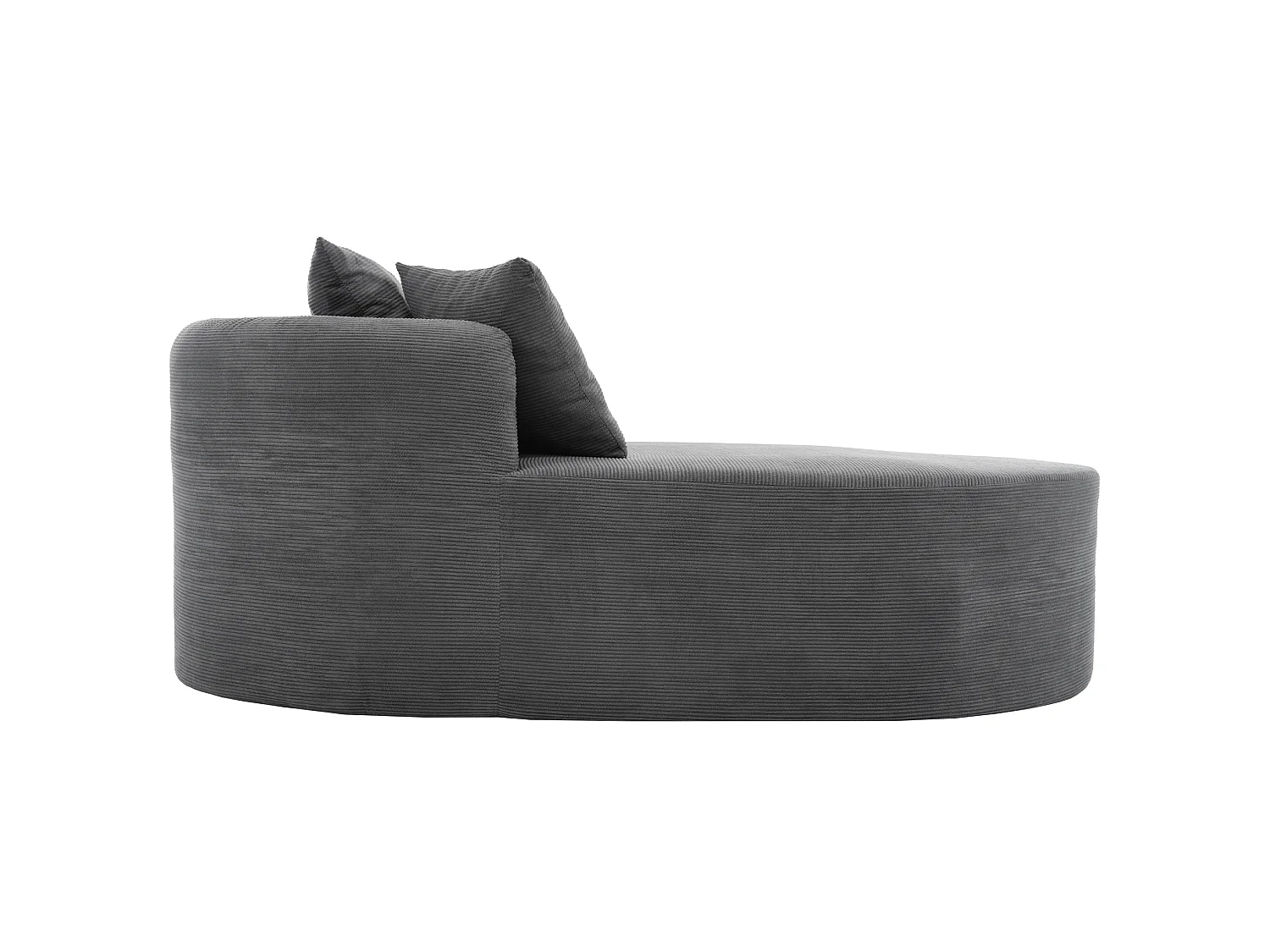 Méridienne compressé ovale 170x112.5 cm en velours côtelé - Gris