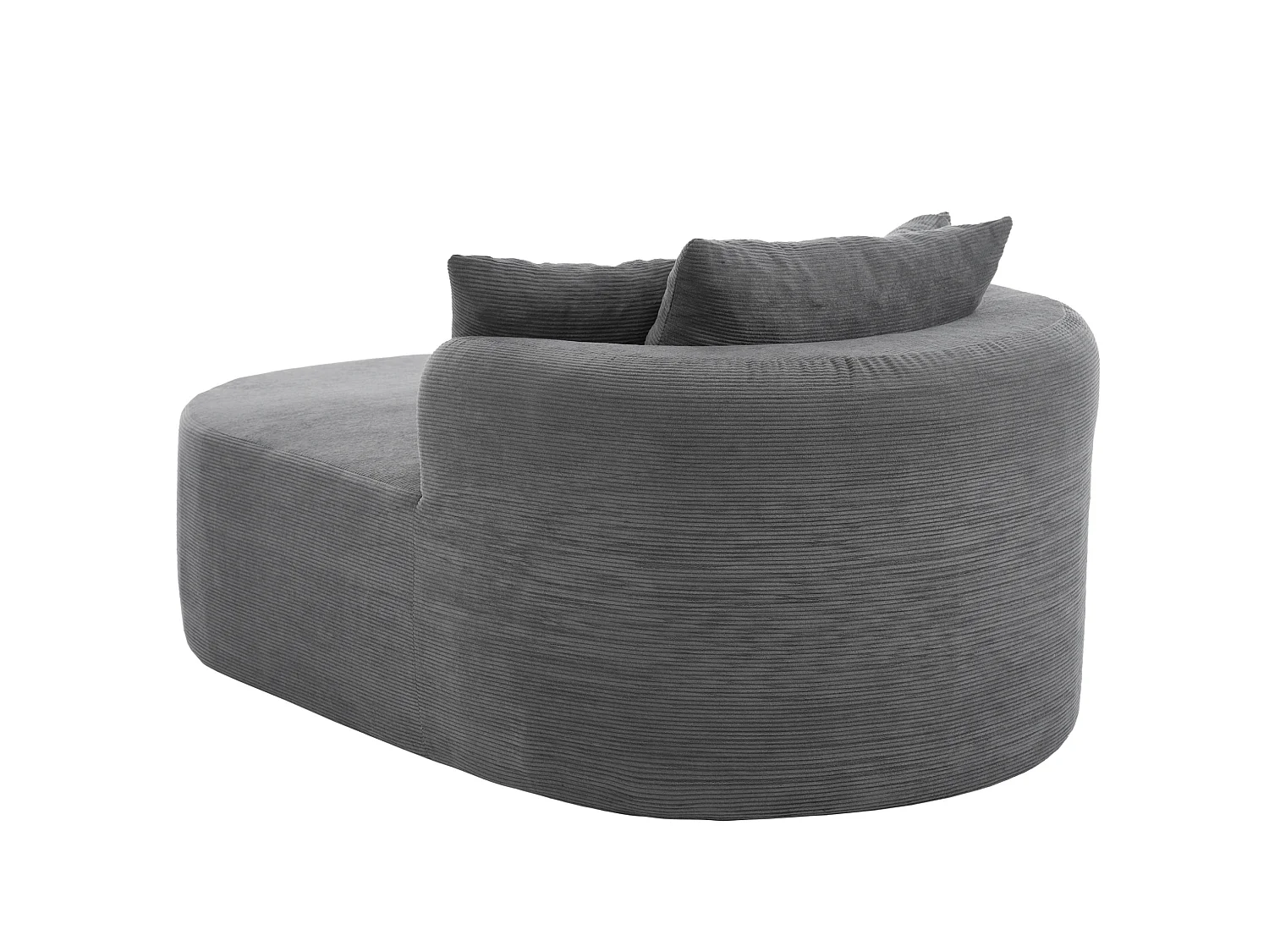Méridienne compressé ovale 170x112.5 cm en velours côtelé - Gris