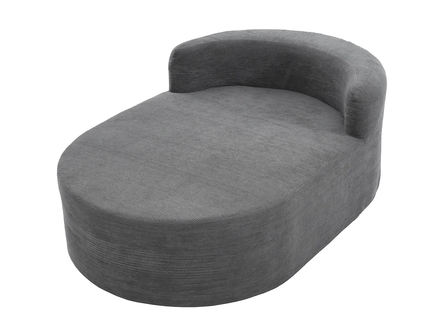 Méridienne compressé ovale 170x112.5 cm en velours côtelé - Gris
