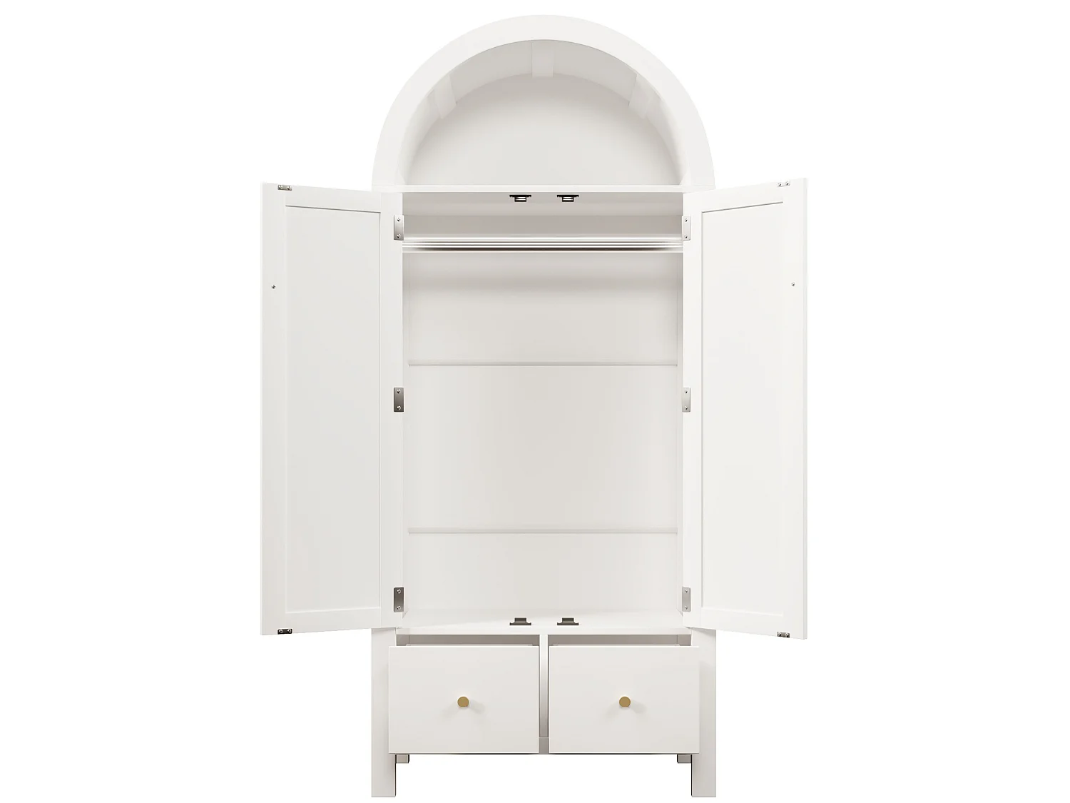 Armoire 181 x 78 x 45 cm en rotin tressé avec 2 portes et 2 tiroirs - Blanc