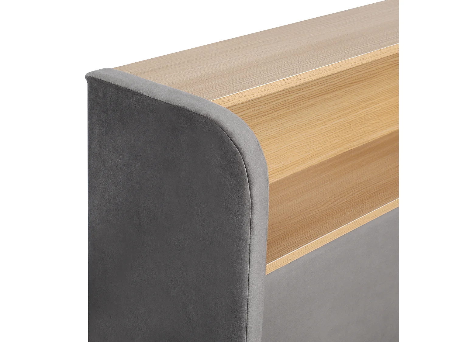 Lit coffre 140x190 cm avec LED et port USB - Lit banquette en velours - Gris