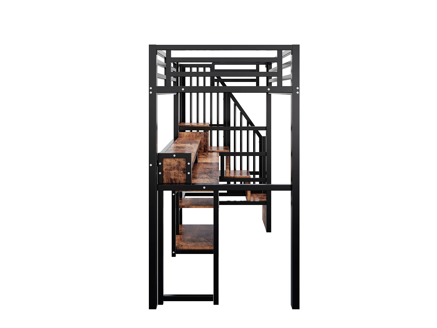 Lit mezzanine enfant 90 x 200 cm avec bureau ,ports USB et Type-C - Noir