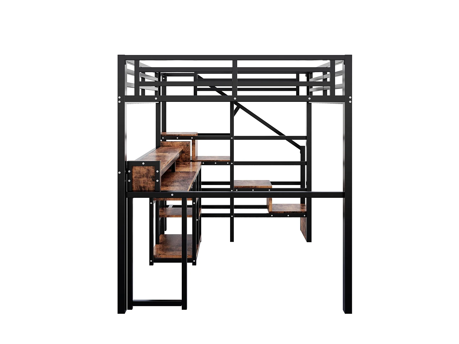 Lit mezzanine 140 x 200 cm avec bureau ,ports USB et Type-C - Noir