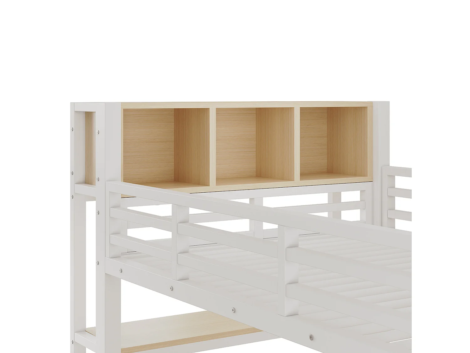 Lit mezzanine enfant 90 x 200 cm avec bureau et rangement - Blanc