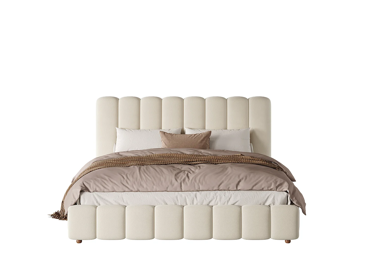 Letto matrimoniale con contenitore 180 x 200 cm in velluto - Beige