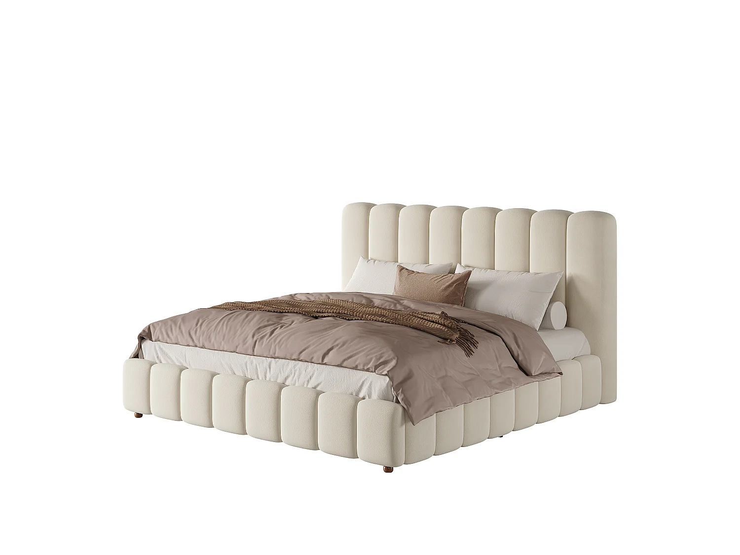 Letto matrimoniale con contenitore 180 x 200 cm in velluto - Beige