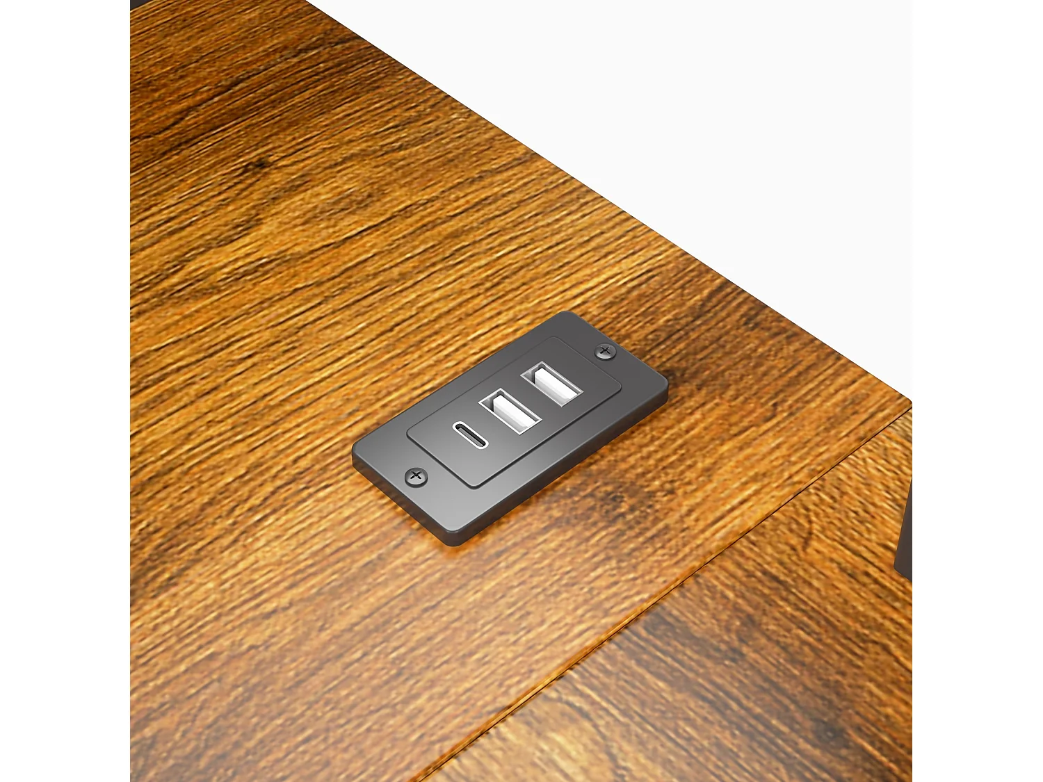 Lit mezzanine 140 x 200 cm avec port USB et USB-C , paroi perforée, étagères - Noir