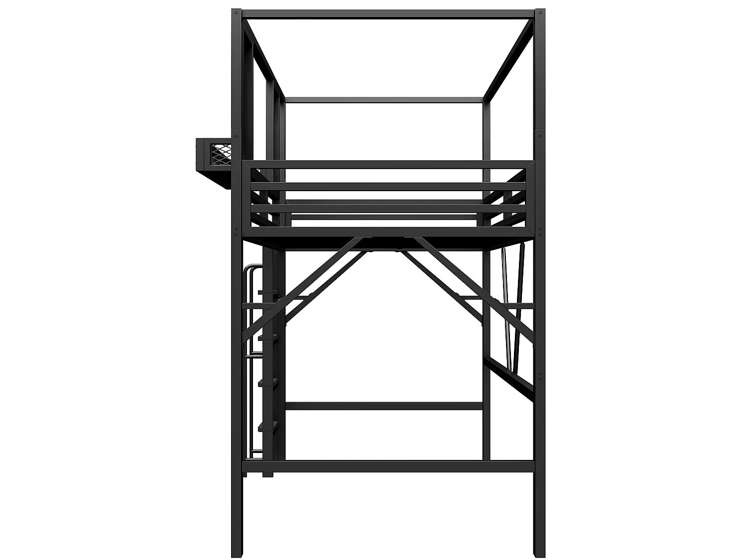 Lit mezzanine enfant 90 x 200 cm en métal avec toit et échelle - Noir