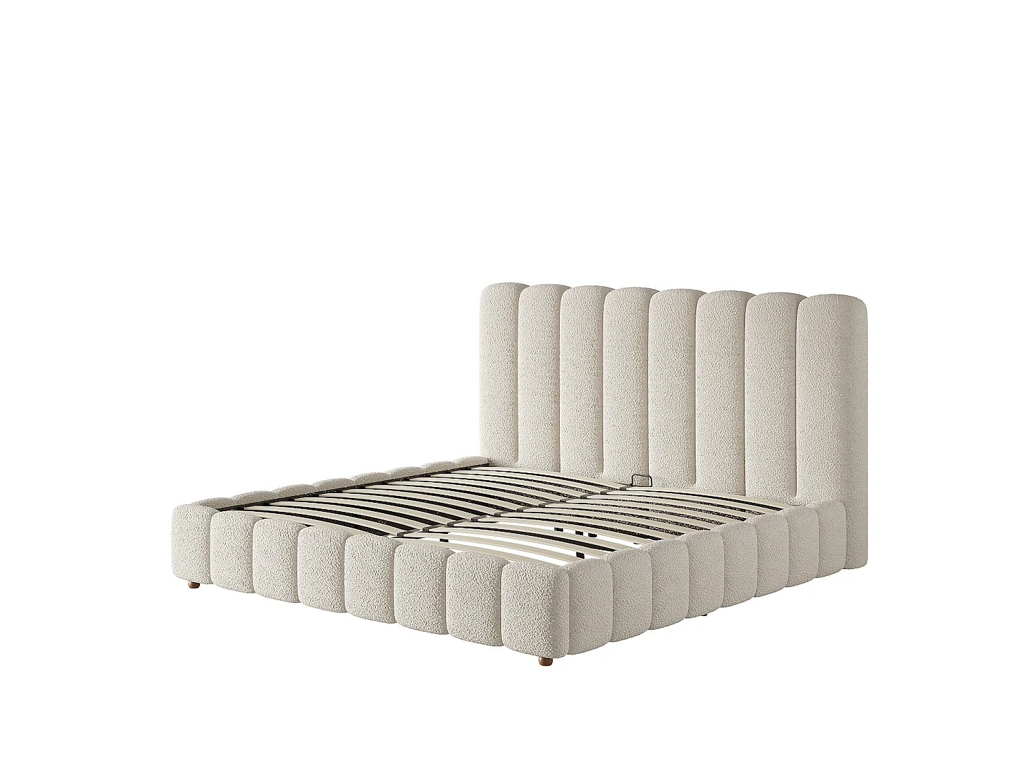 Lit coffre double adulte 160 x 200 cm en tissu bouclé - Blanc