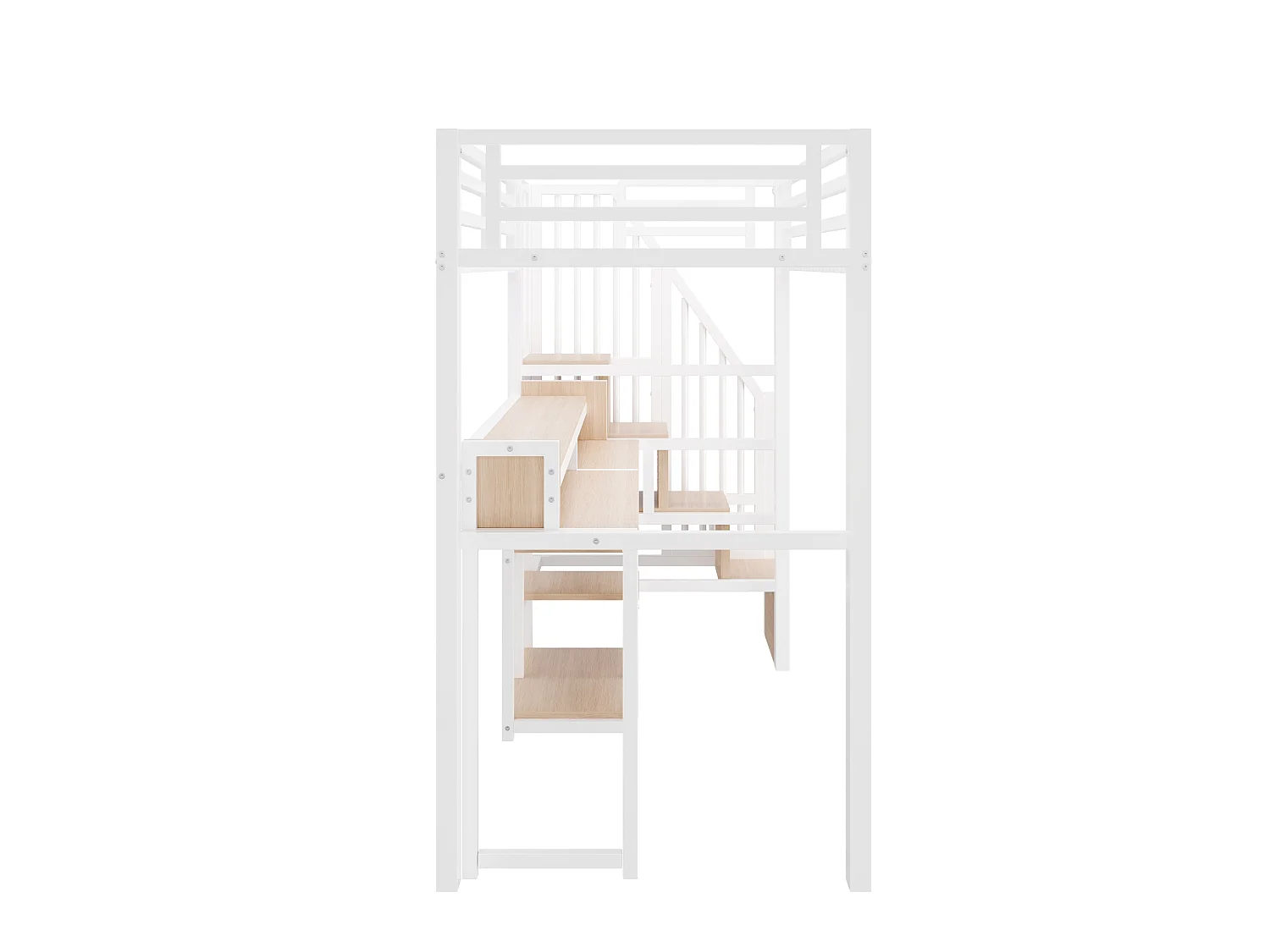 Lit mezzanine enfant 90 x 200 cm avec bureau ,ports USB et Type-C - Blanc