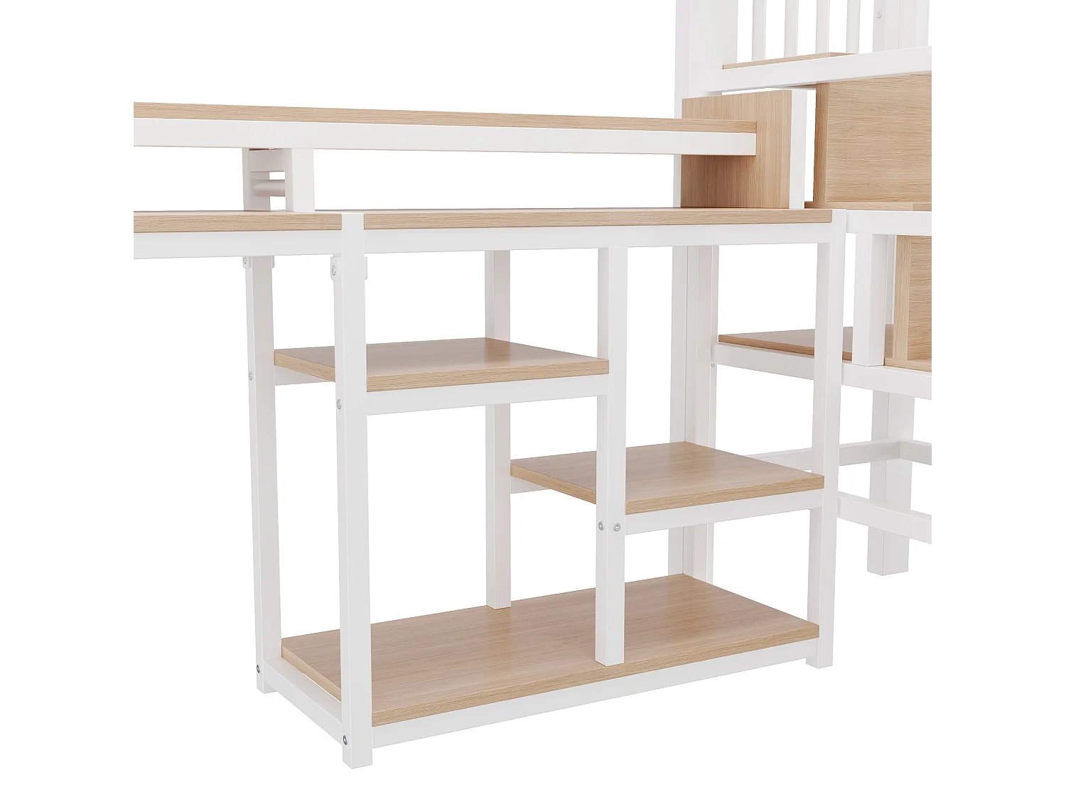 Lit mezzanine enfant 90 x 200 cm avec bureau ,ports USB et Type-C - Blanc