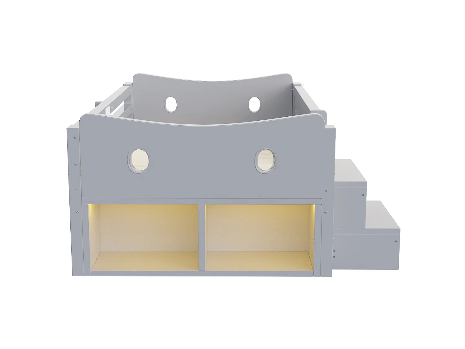 Letto per bambini a mezza altezza 90x200 cm con 4 cassetti, porta USB e Type-C - Grigio