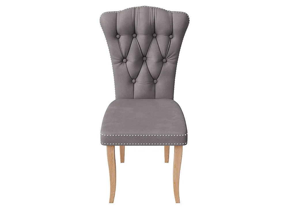 Chaises à manger en velours rembourrées - 2 pièces Tufted chaise latérale arrière haute avec Nailhead Trim & jambes en bois massif pour cuisine Salon - Gris