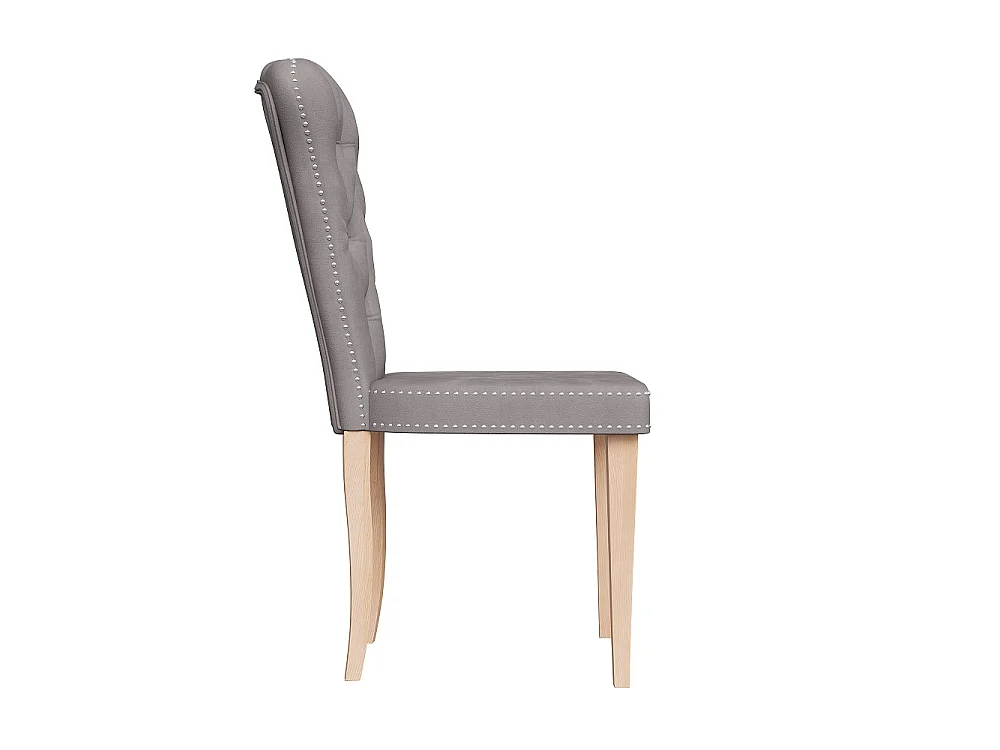 Chaises à manger en velours rembourrées - 2 pièces Tufted chaise latérale arrière haute avec Nailhead Trim & jambes en bois massif pour cuisine Salon - Gris
