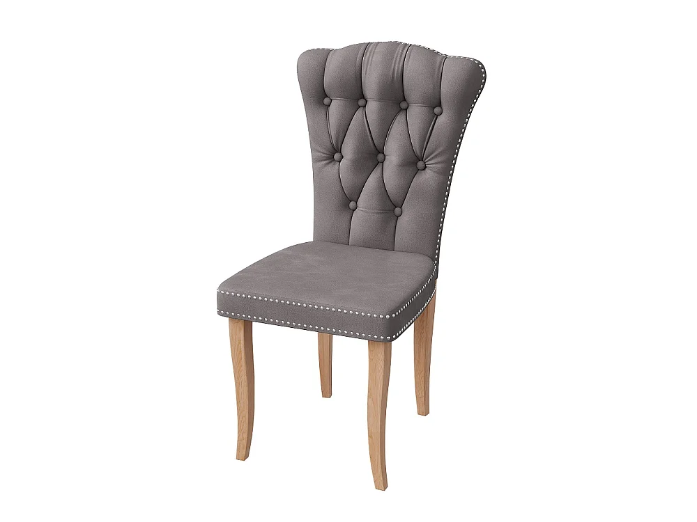 Chaises à manger en velours rembourrées - 2 pièces Tufted chaise latérale arrière haute avec Nailhead Trim & jambes en bois massif pour cuisine Salon - Gris