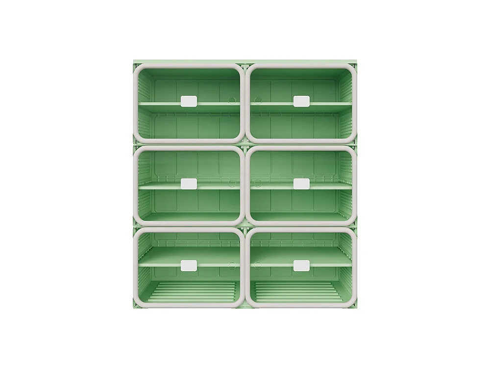 Faltbarer Schuhschrank 85 × 34 × 104 cm - 6-Raster-Schuh-Organizer mit magnetischen, klaren Haustiertüren - Grün