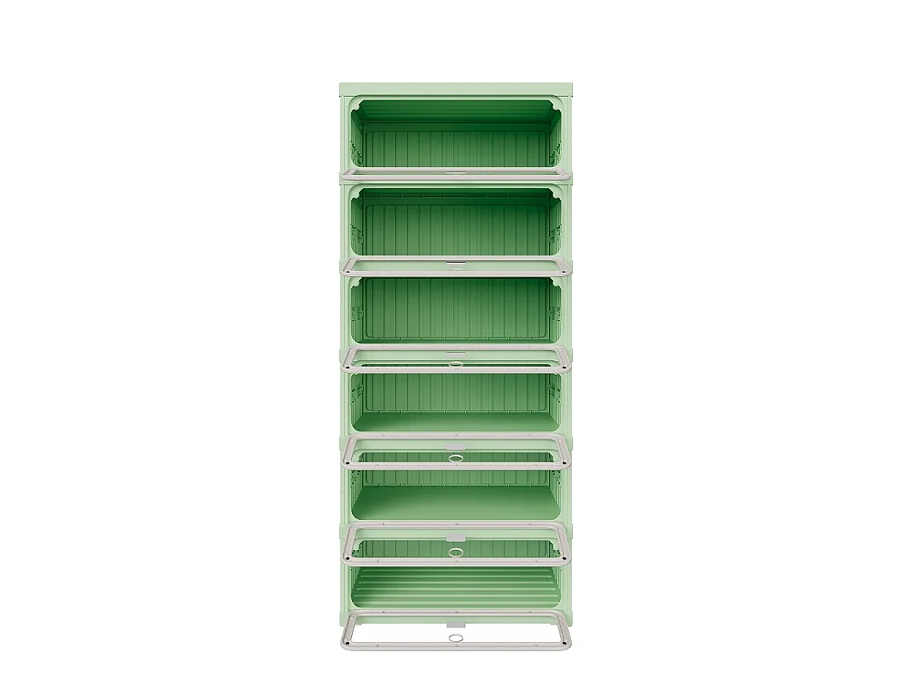 Boîte de stockage de chaussures pliable à 6 niveaux - aucun organisateur de chaussures d'assemblage avec portes en PET transparentes magnétiques - vert
