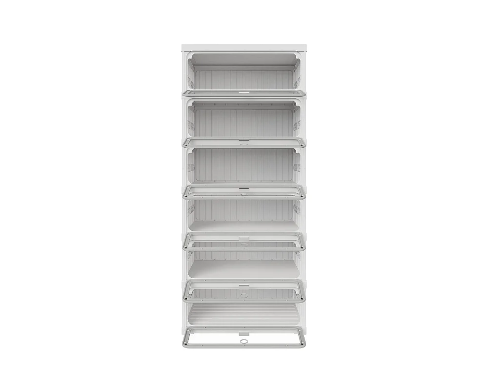 Boîte de stockage de chaussures pliable à 6 niveaux - aucun organisateur de chaussures d'assemblage avec portes en PET transparentes magnétiques - blanc