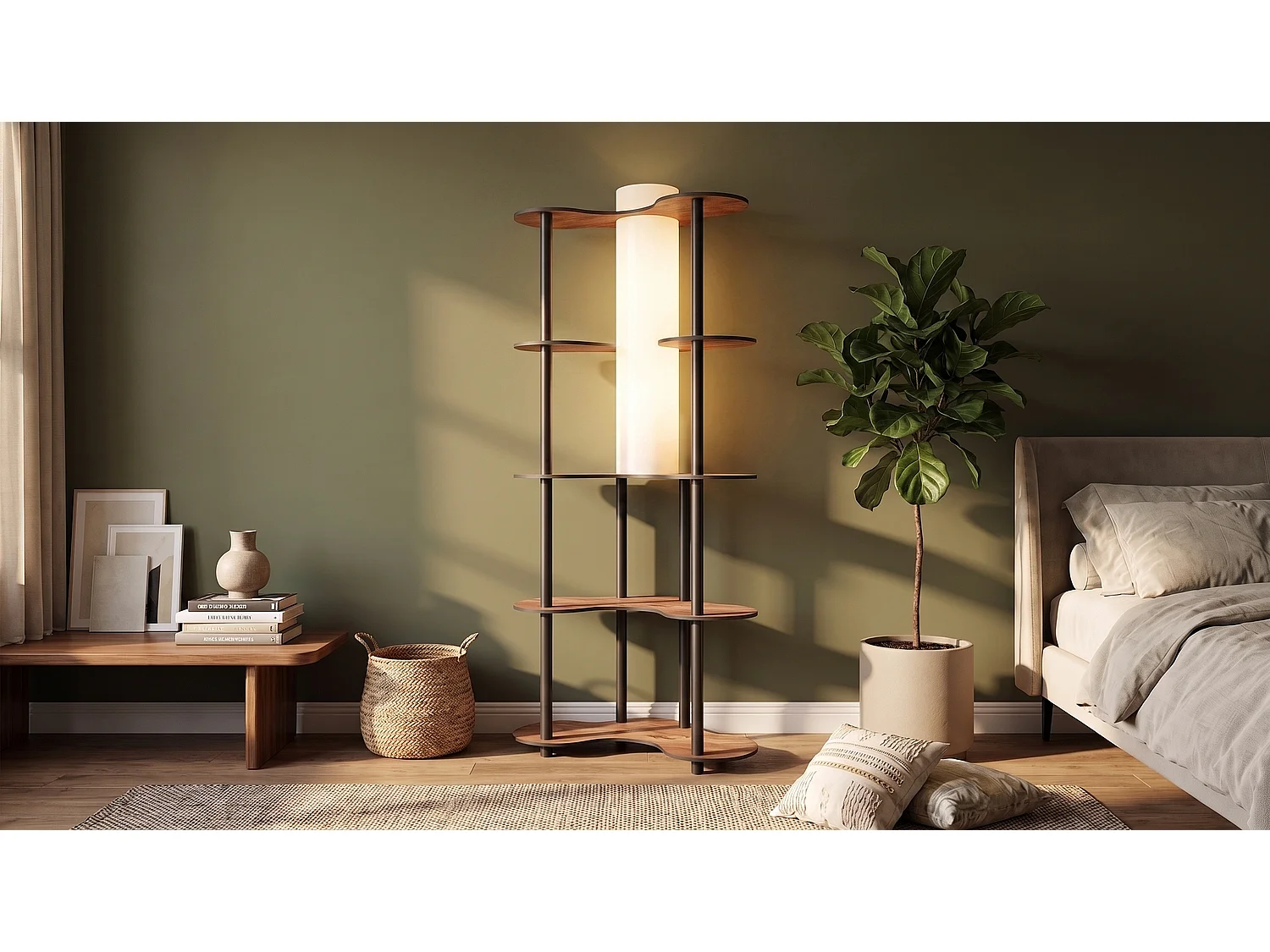 Lampes de sol - décor en noyer Bois - ALUNA