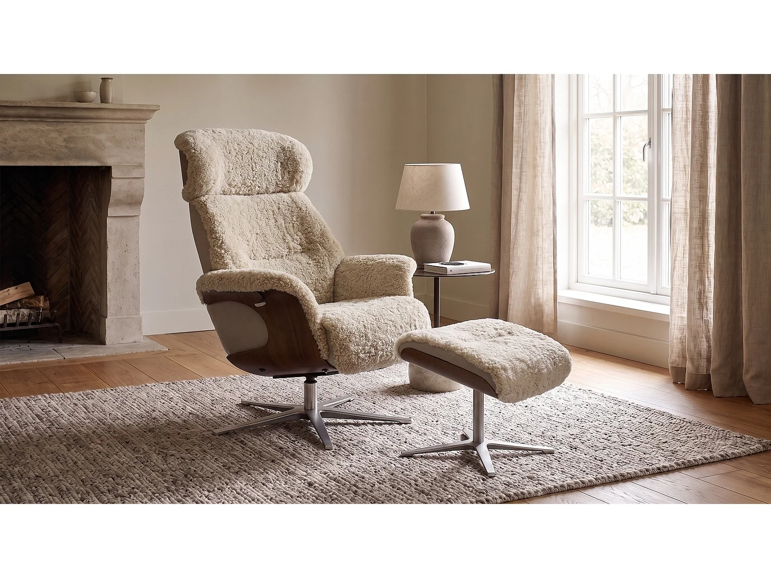 Relaxsessel - Beige Schaffell - TOSAR