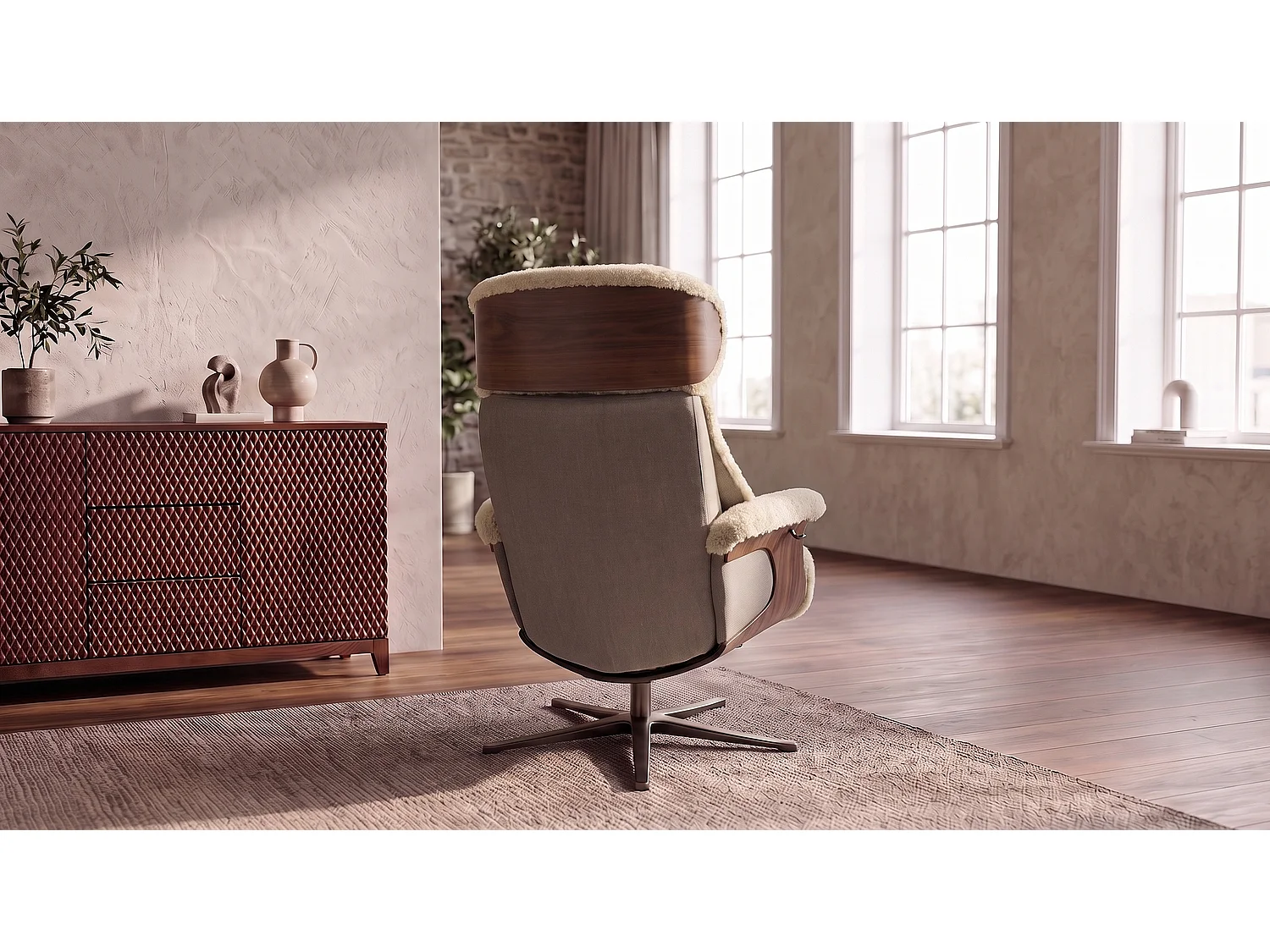 Relaxsessel - Beige Schaffell - TOSAR