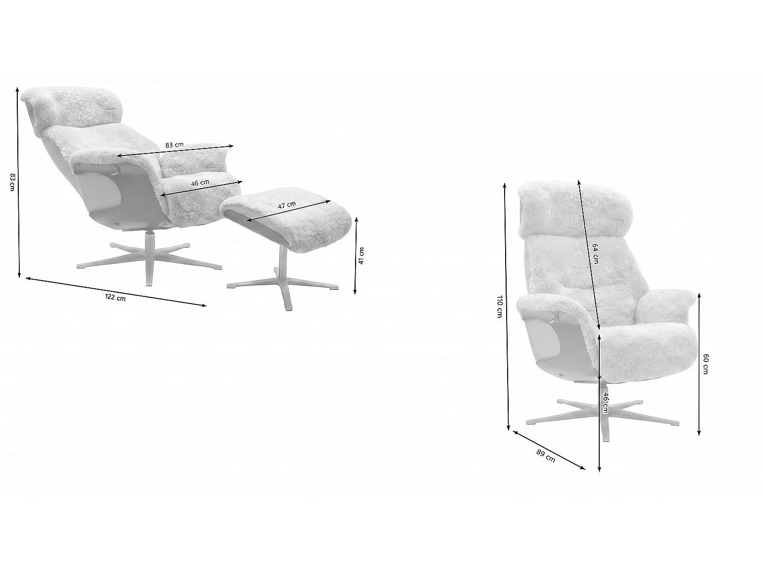 Relaxsessel - Beige Schaffell - TOSAR