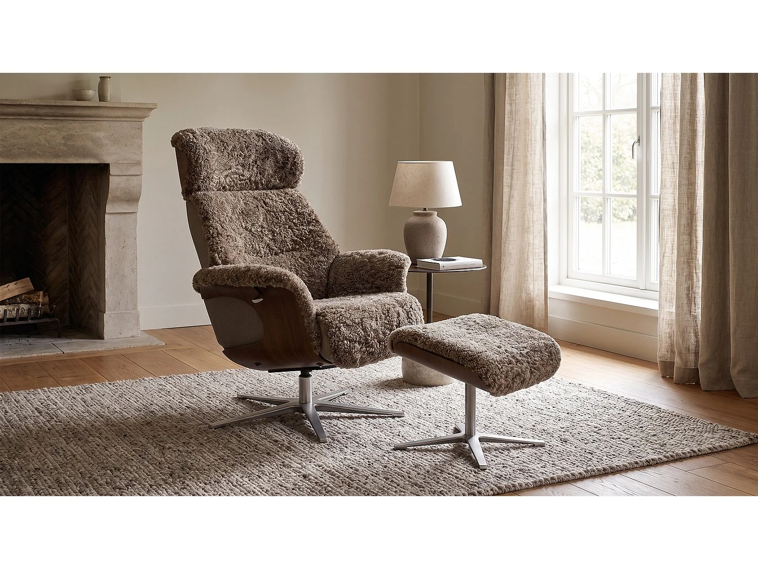 Relaxsessel - Grau Schaffell - TOSAR