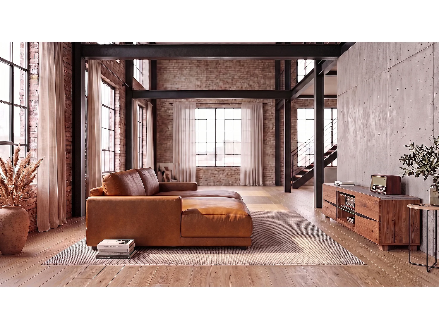 Canapé extra large - marron tissu en fibres de cuir - MARLIN