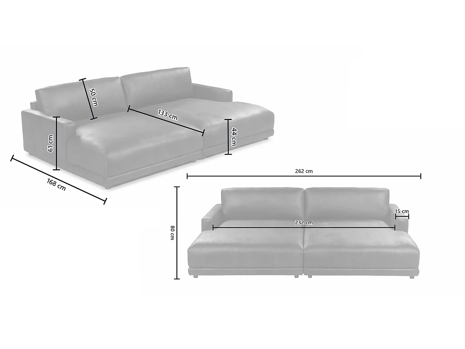 Canapé extra large - marron tissu en fibres de cuir - MARLIN