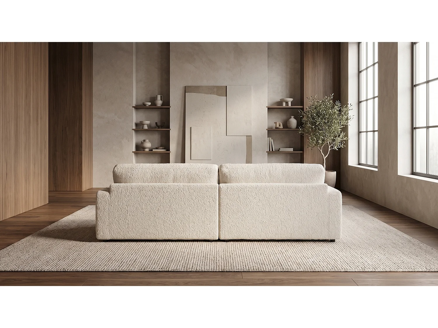 Canapé d'angle - beige Bouclé - MARLIN